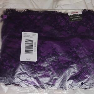 Cacique Deep Purple Lace Wide Side Thong Size 18-20